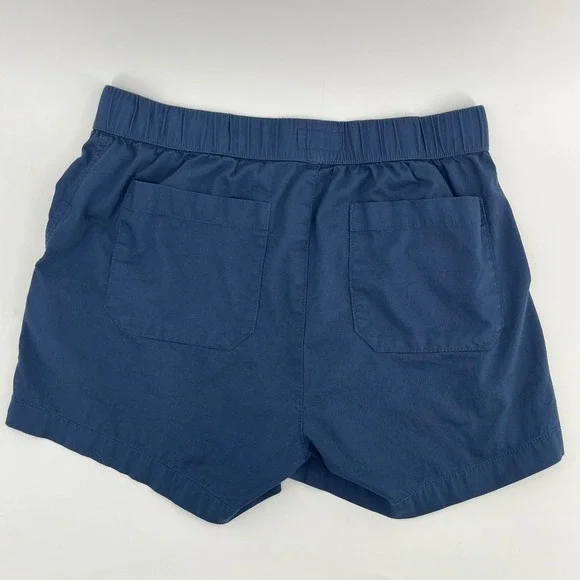 Pact Women's Daily Twill Blue Cotton Shorts Elastic Waist Drawstring Size Medium - Picture 2 of 7